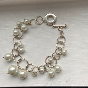 Premier Designs bracelet- silver & pearls